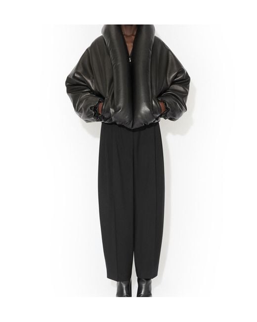 Alaïa Black Padded Leather Bomber Jacket