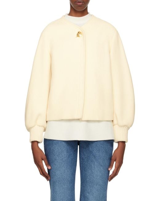 Chloé White Balloon-Sleeve Cropped Jacket