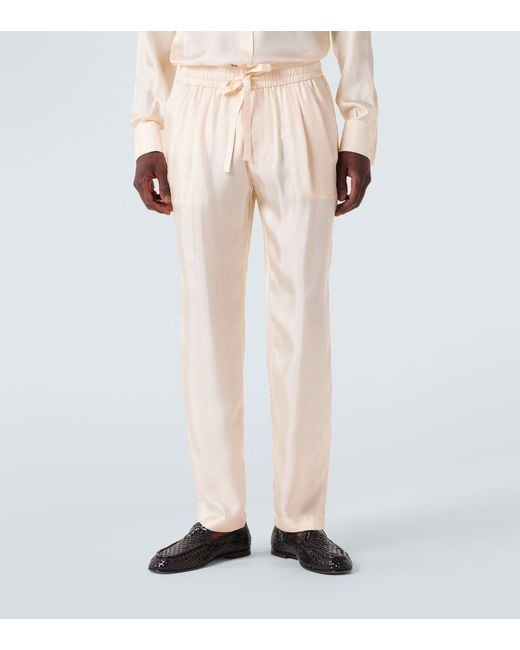 Dolce & Gabbana Natural Silk Tapered Pants for men