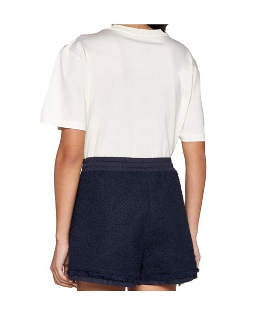Moncler Blue Logo-Patch Tweed Shorts