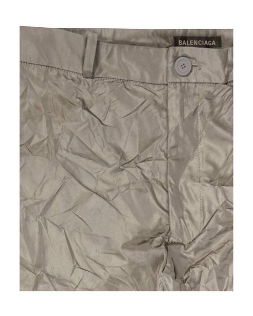 Balenciaga Gray Crinkle-Effect Straight-Leg Trousers for men
