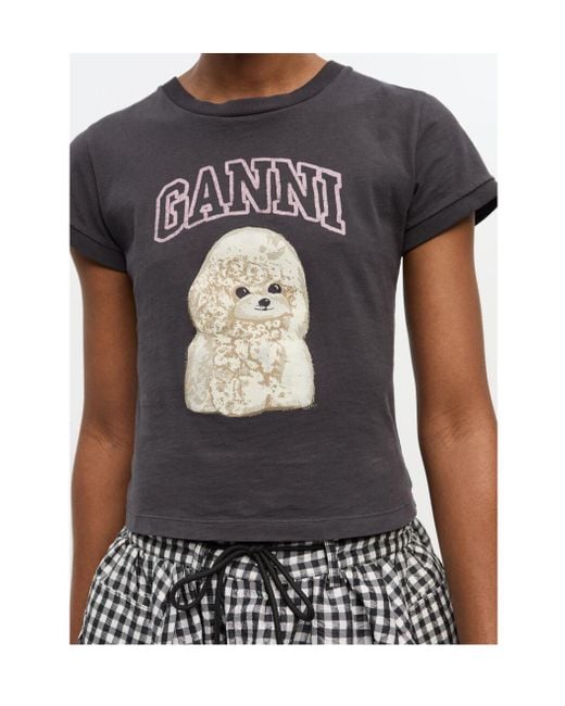 Ganni Black Printed T-Shirt