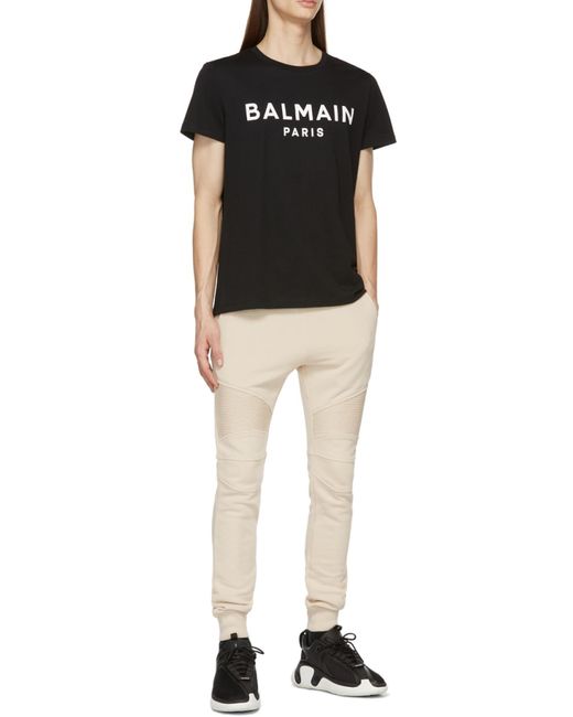 Balmain Black Logo-Print Short-Sleeved T-Shirt for men