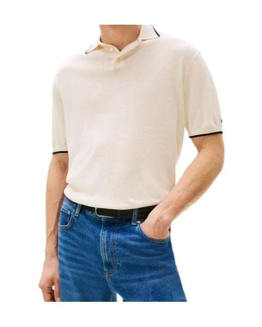 Tommy Hilfiger Blue Woven Linen Polo Shirt for men