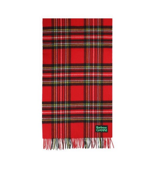 Barbour X Ganni Checkered Fringed Edge Scarf
