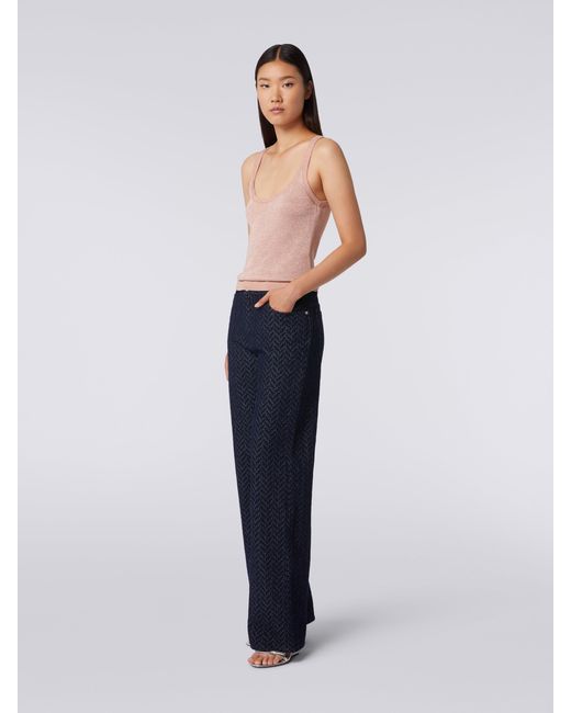 Missoni Pink Sleeveless Knitted Lurex Tank Top