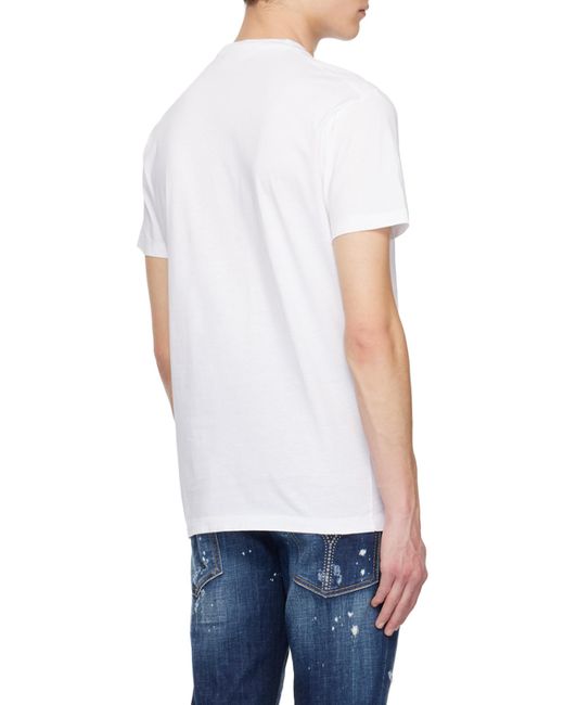 DSquared² White Logo-Printed Crewneck T-Shirt for men