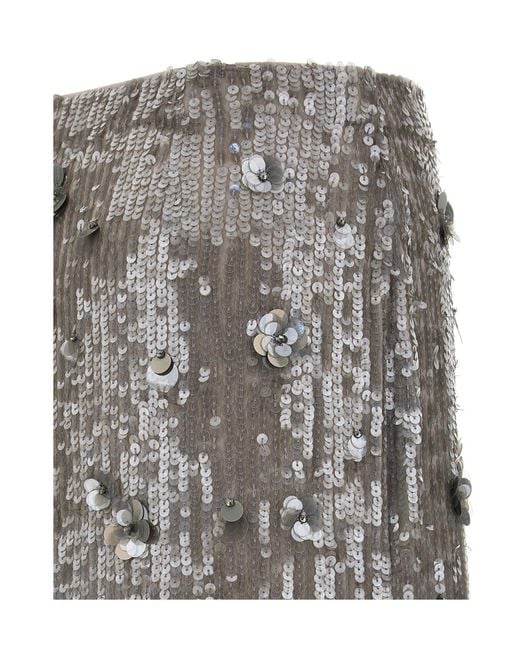 P.A.R.O.S.H. Gray P.A.R.O..H. Sequin Embellished Midi Skirt