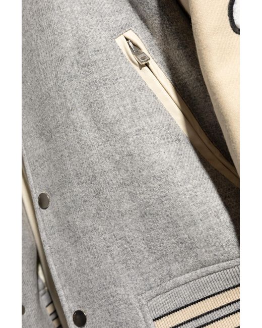Amiri Gray Logo Embroidered Bones Jacket for men