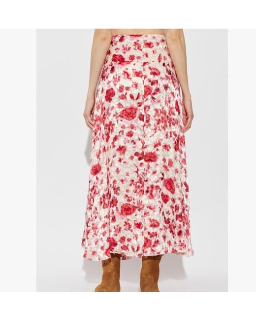Isabel Marant Red Hilza Floral-Print Silk-Blend Maxi Skirt