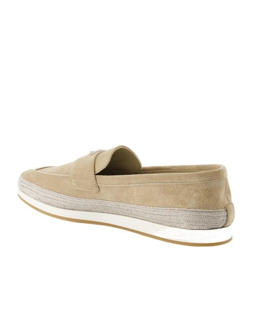Prada White Round Head Loafer Shoes for men