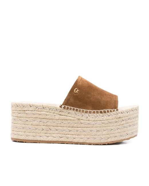 Gianvito Rossi Brown Suede Heeled Espadrilles