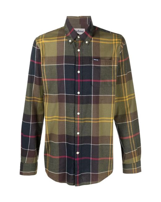 Barbour Green Checked Long-Sleeved Shirt for men