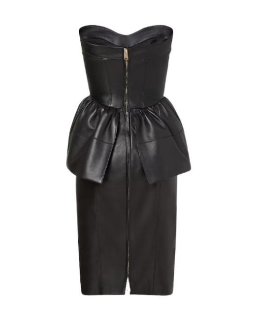Fendi Black Strapless Peplum Midi Dress