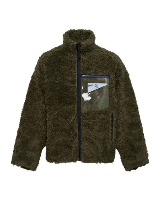 Doublet Green Faux Fur Zip-Up Casual Jacket for men