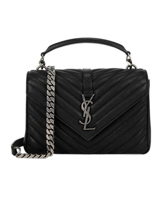 Saint Laurent Black College Medium Leather Shoulder Bag