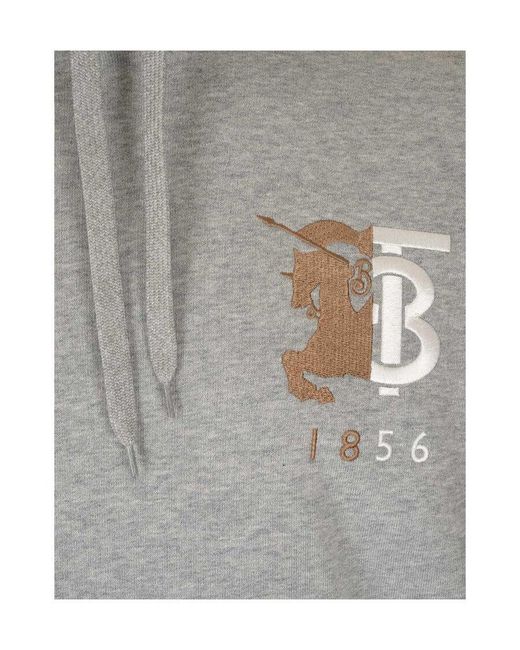 Burberry Gray Hooded Drawstring Sweater for men