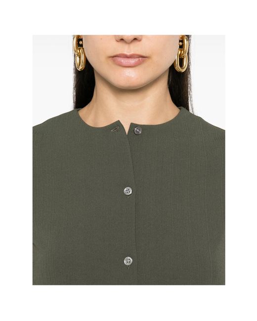 Theory Green Striped Crepe Vest