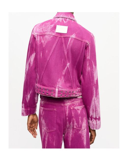 Ganni Overdyed Heavy Denim Belted Jacket in Purple | Lyst