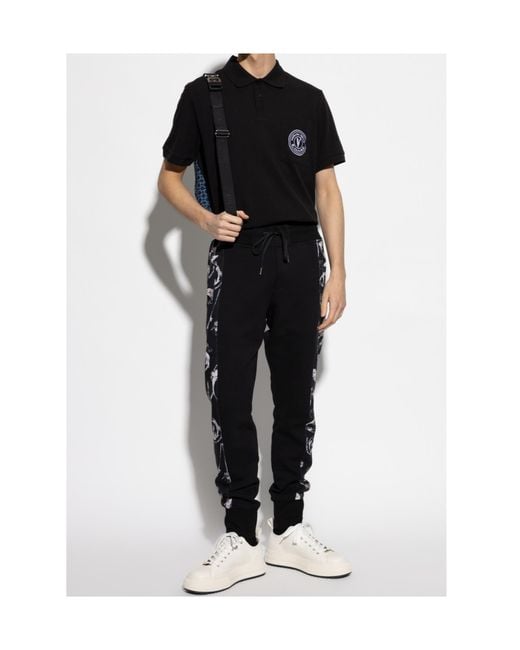 Versace Jeans Black Couture Logo Patch Polo Shirt for men