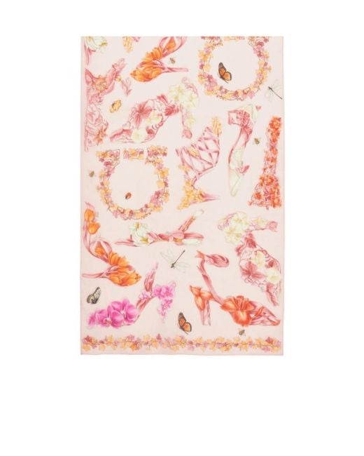 Ferragamo Pink Ferragamo Floral Print Scarf