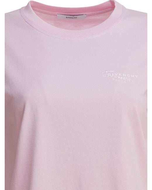 Givenchy Pink Logo Printed Crewneck T-Shirt