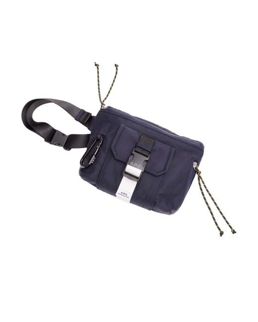 A.P.C. Blue Logo Patch Buckled Belt Bag for men