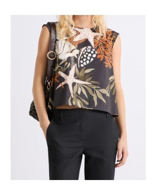 Marella Gray Sleeveless Stretch Cotton Top
