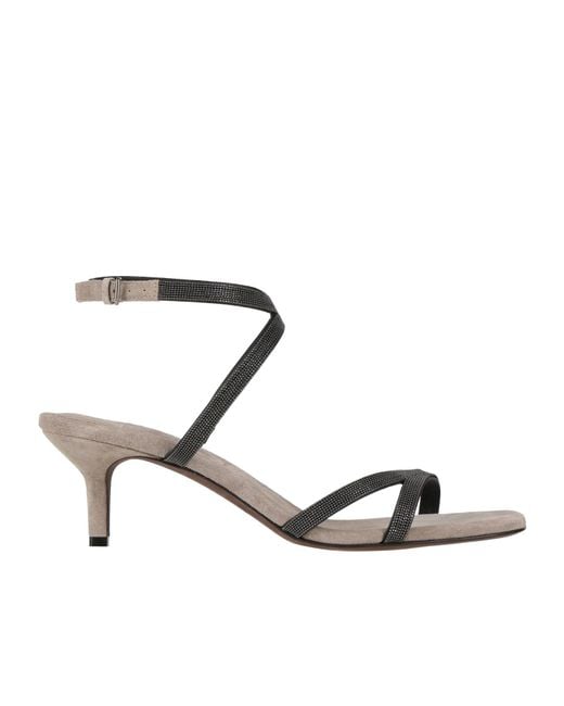 Brunello Cucinelli Metallic Simple Leather High Heel Sandals