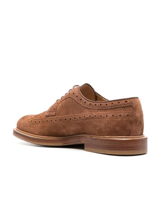 Brunello Cucinelli Brown Round Toe Lace-Up Brogues for men