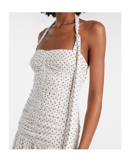 Posse White Edie Polka-Dot Halterneck Midi Dress