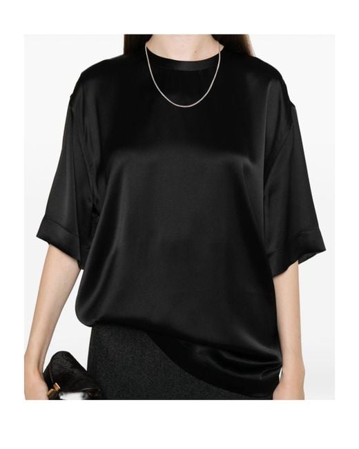 Totême  Black Satin T-Shirt
