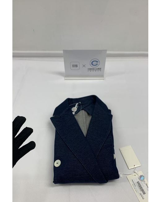 Max Mara Blue Double-Breasted Slim Suit Jacket
