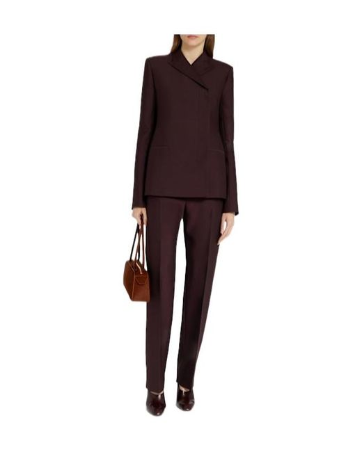 Khaite Brown Callen Wool Silk Straight Pants