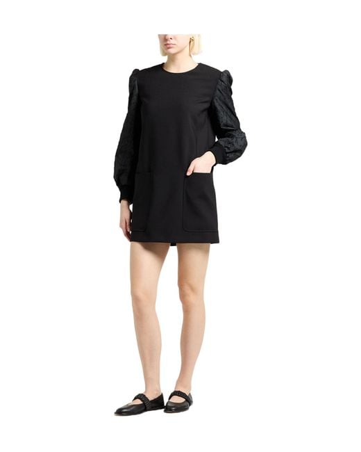 Max Mara Black Solid-Color Long-Sleeved Dress