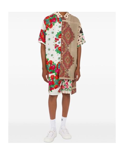 Moschino Red Floral-Print Shirt for men