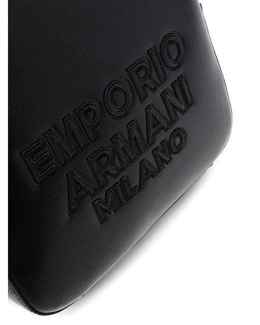 Emporio Armani Black Embroidered Logo Backpack