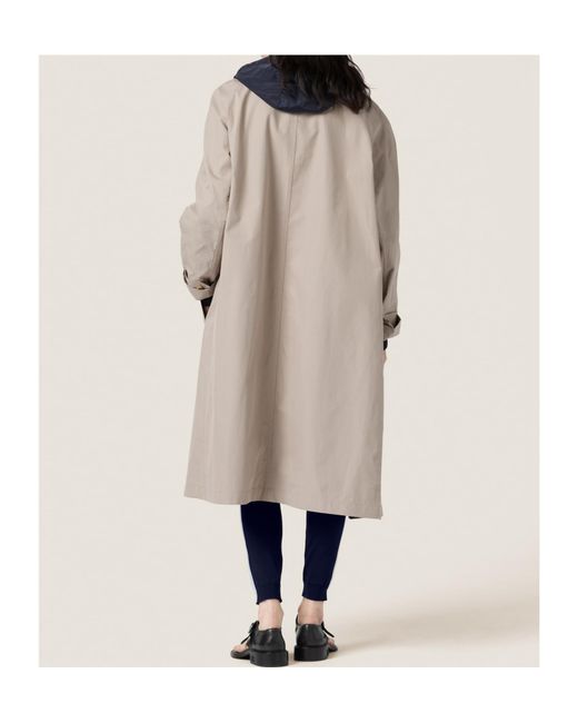 Miu Miu Brown Reversible Single-Breasted Panama Cotton And Technical Pongé Coat