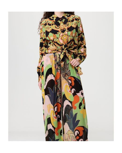 Etro Metallic Floral Print Longline Shirt
