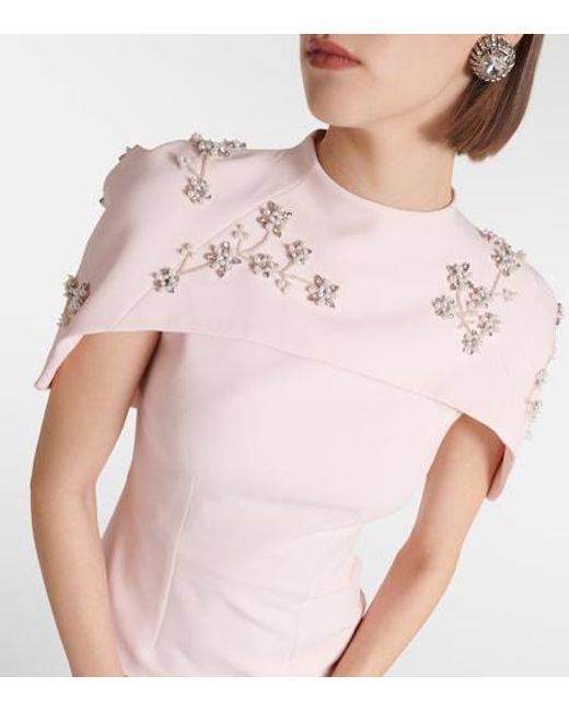Safiyaa Pink Embellished Caped Crêpe Gown