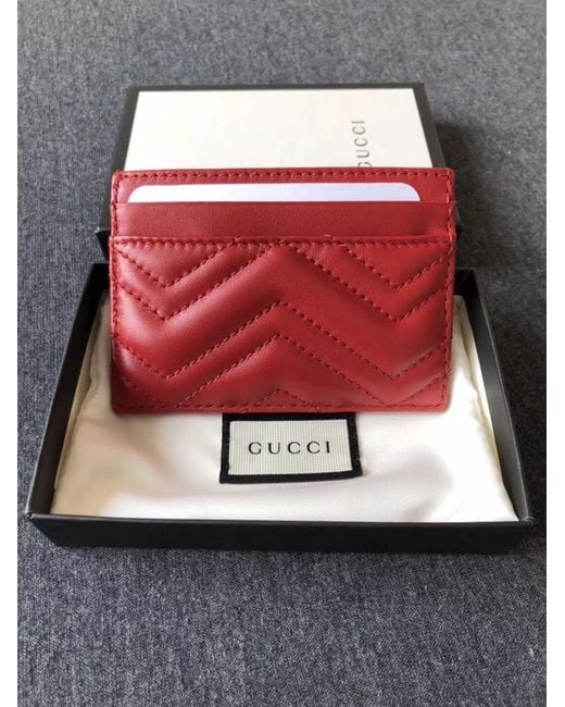 Gucci Red Gg Marmont Card Case
