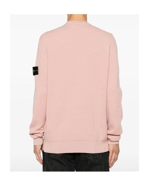 Stone Island Pink Crew-Neck Knitted Sweater for men