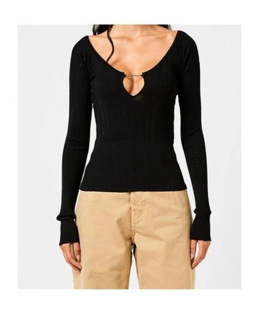 Jacquemus Black Long-Sleeved Knitted T-Shirt