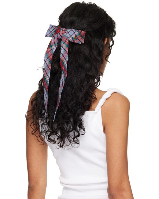 Vivienne Westwood Blue Rtw Tartan Bow Hair Clip