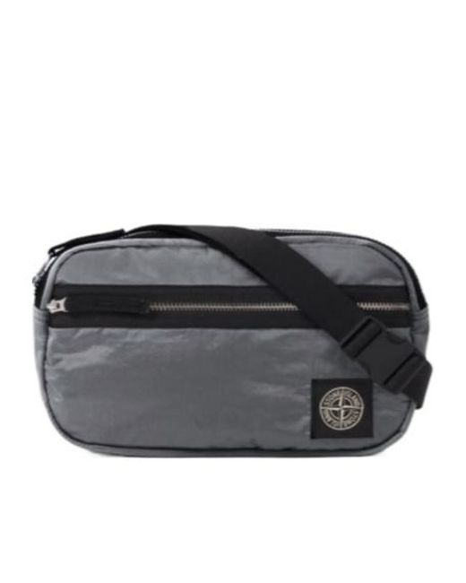 Stone Island Black Logo Patch Belt Bag for men