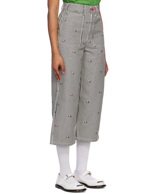 KENZO Gray Striped Wide-Leg Jeans