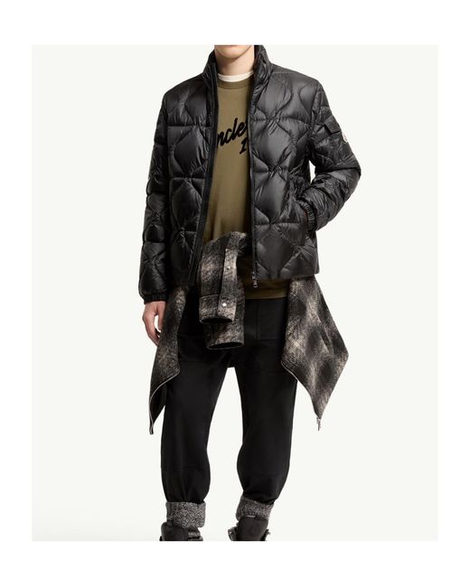 Moncler Gray Asurel Geometric Quilted Short Down Jacket for men