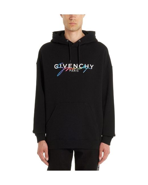 Givenchy Blue Logo Cotton Hoodie for men