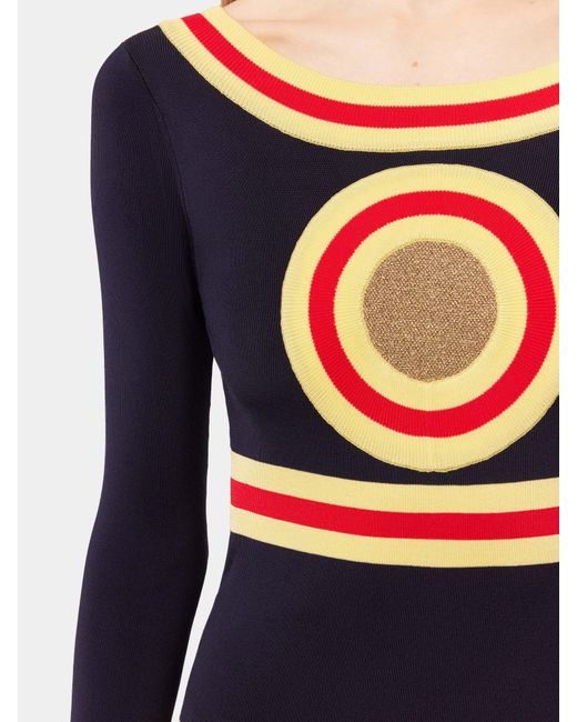 Rabanne Blue Logo Long-Sleeved Dress