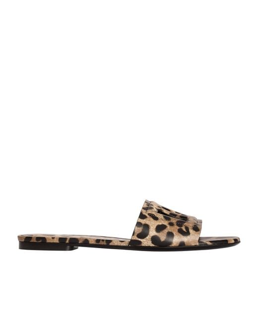 Dolce & Gabbana White Leopard Printed Slippers